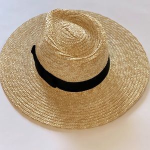 Brixton straw sun hat- Jo Rancher hat, woven. Size Xs. Black ribbon detail.
